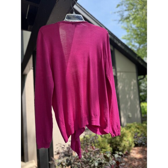 IMNYC Tie Front Open Cardigan Sweater Women’s Size XL Isaac Mizrahi Magenta - Picture 4 of 8